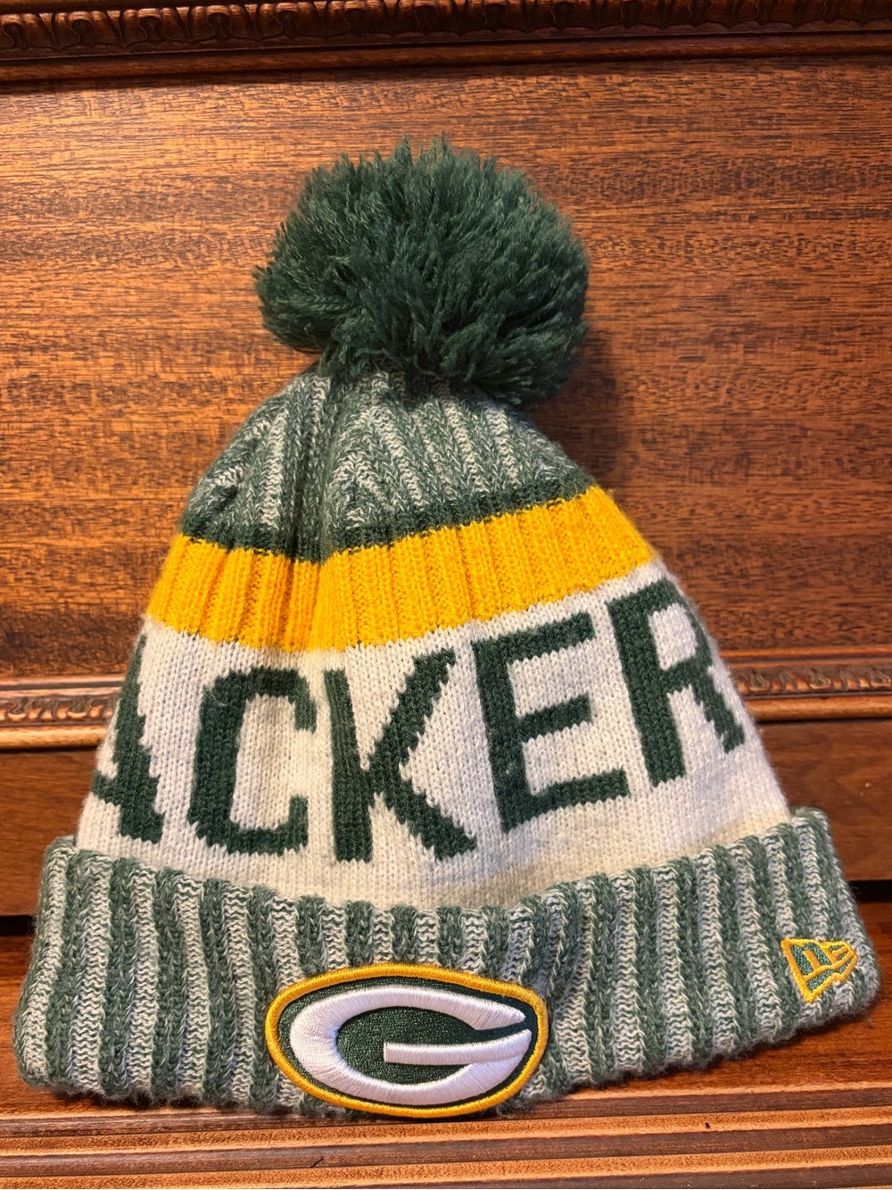 New Era Green Bay Packers NFL Pom Knit Beanie Hat OS